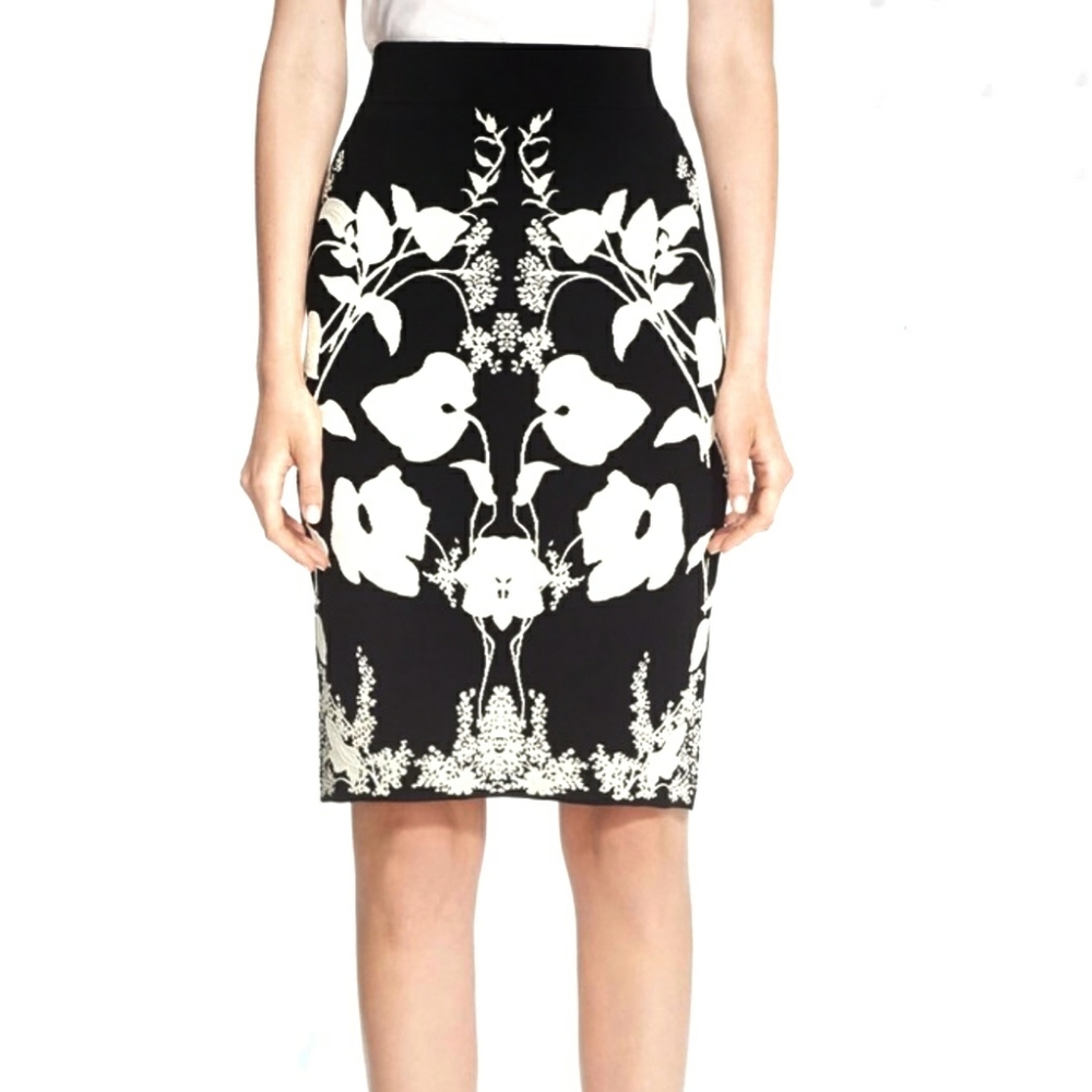 Alexander Mcqueen floral jacquard pencil skirt S